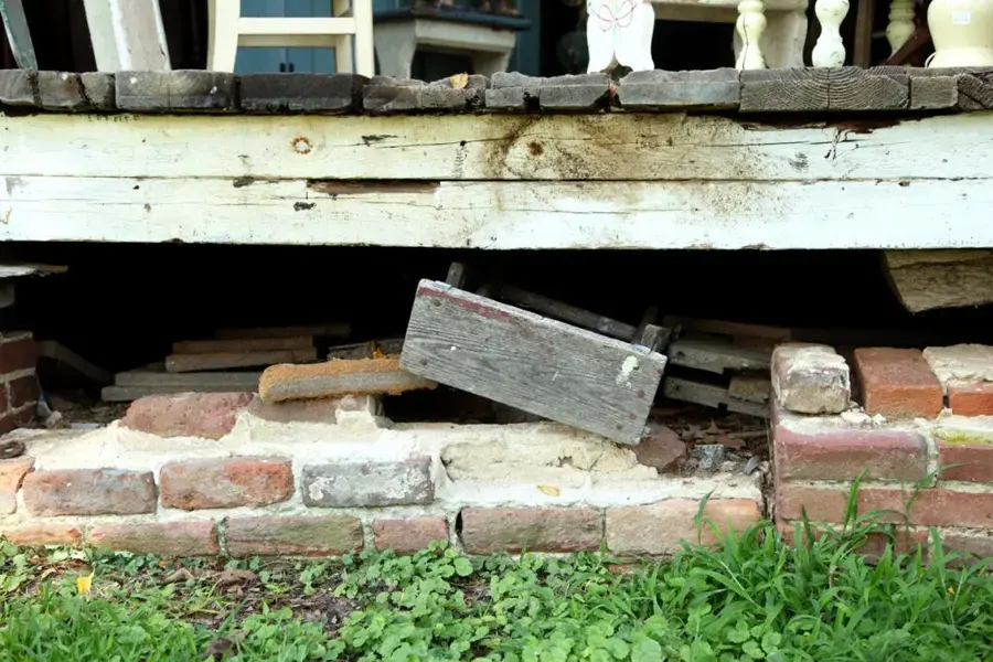 Older Brooksville frame home raised on brick piers over a crawlspace